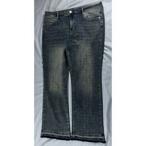 Ashley Mason Premium Women's High Rise Bootcut Rhinestones Jeans Size 18W X 39